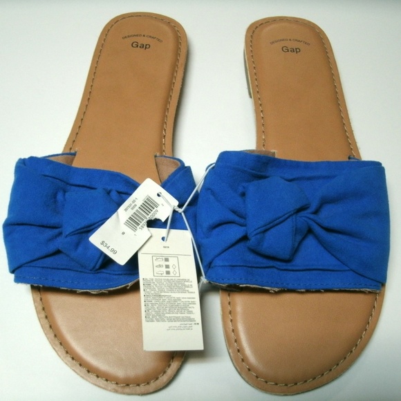 Gap Sandals Slide Bow Blue Slip On Size 9 New - Picture 2 of 7